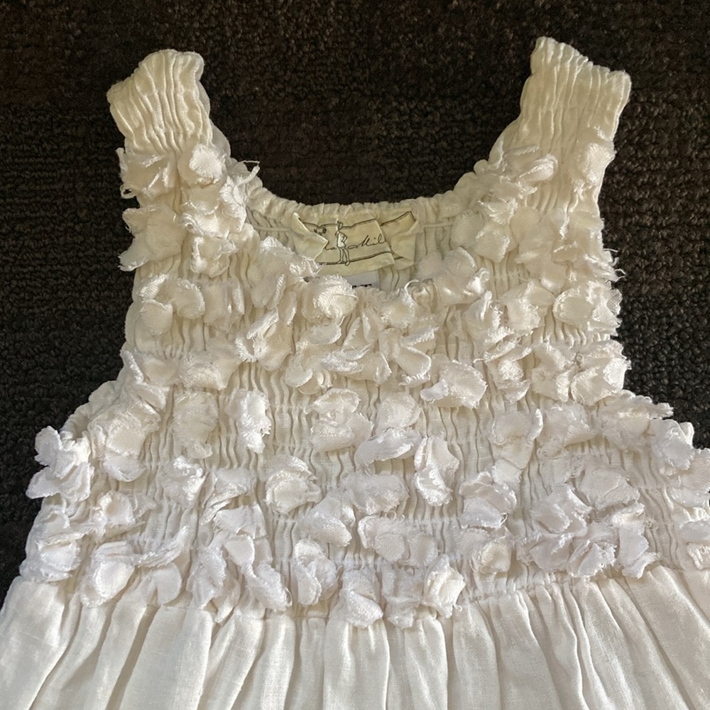 SOLD Vintage Rosetta Millington Girls Natural Linen Maxi Dress 4T 90's Y2K